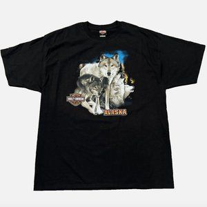 HARLEY DAVIDSON DENALI WASILLA ALASKA HOWLING WOLF TSHIRT BLACK SIZE XXL 2XL